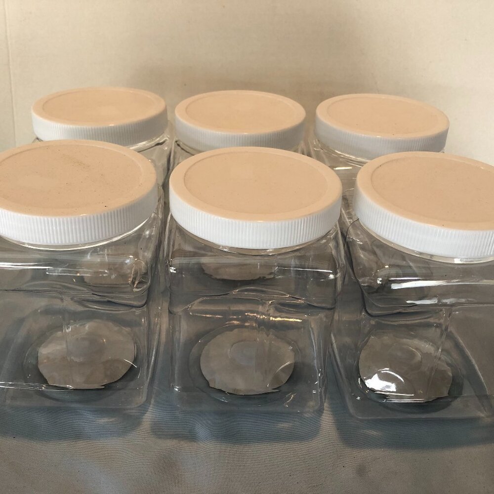 LOT of 6 Tool Shop 32 oz Clear Grip Plastic Jar #G12